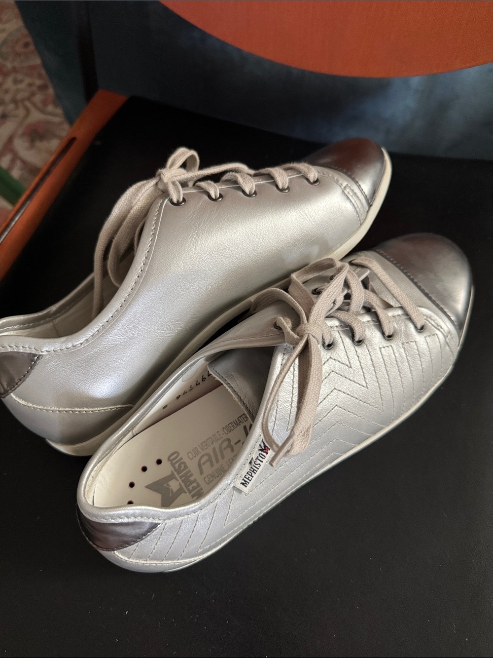 Mephisto W8 Silver Lace-Up Sneakers